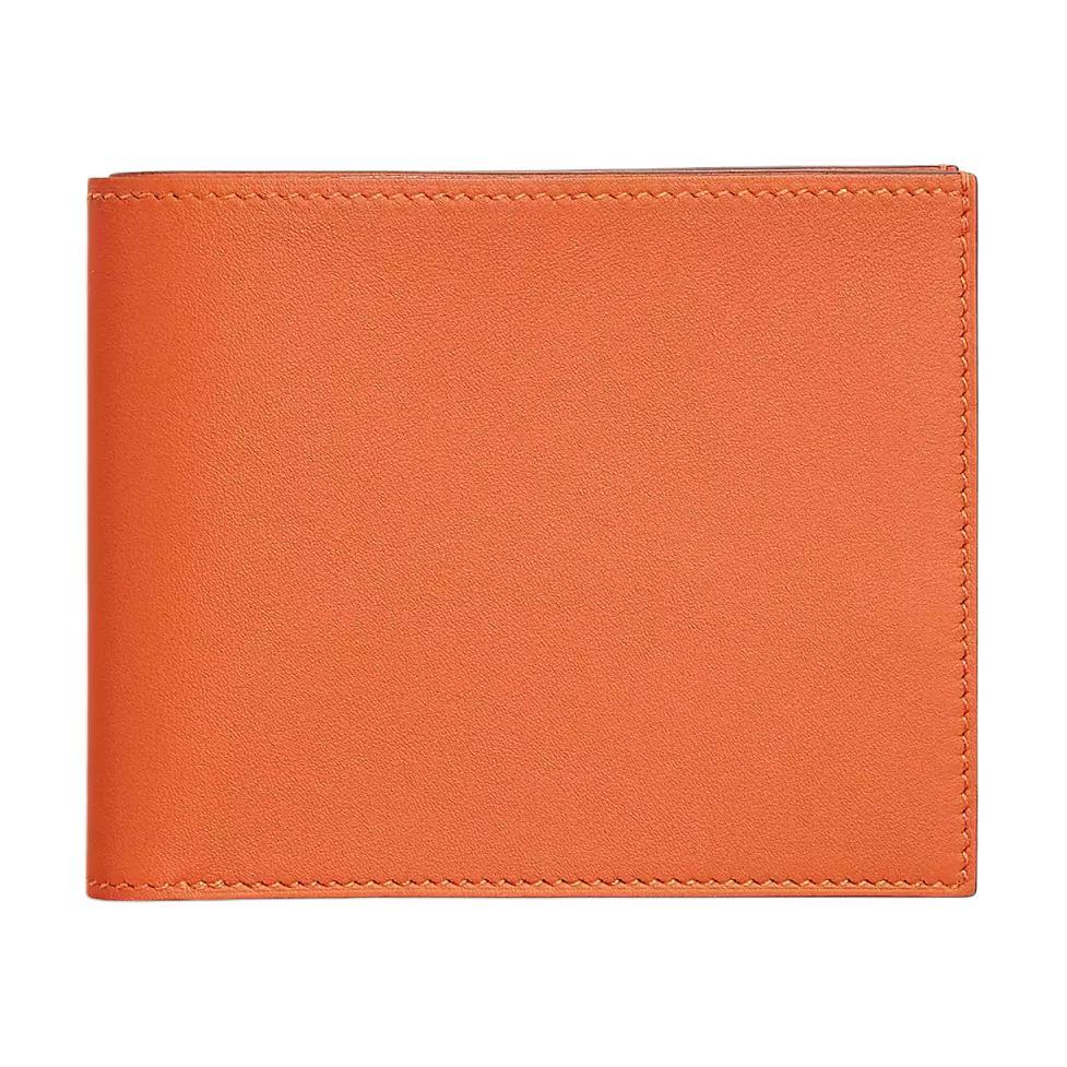 Hermes Hermes Swift Leather Card Holder Men's Orange