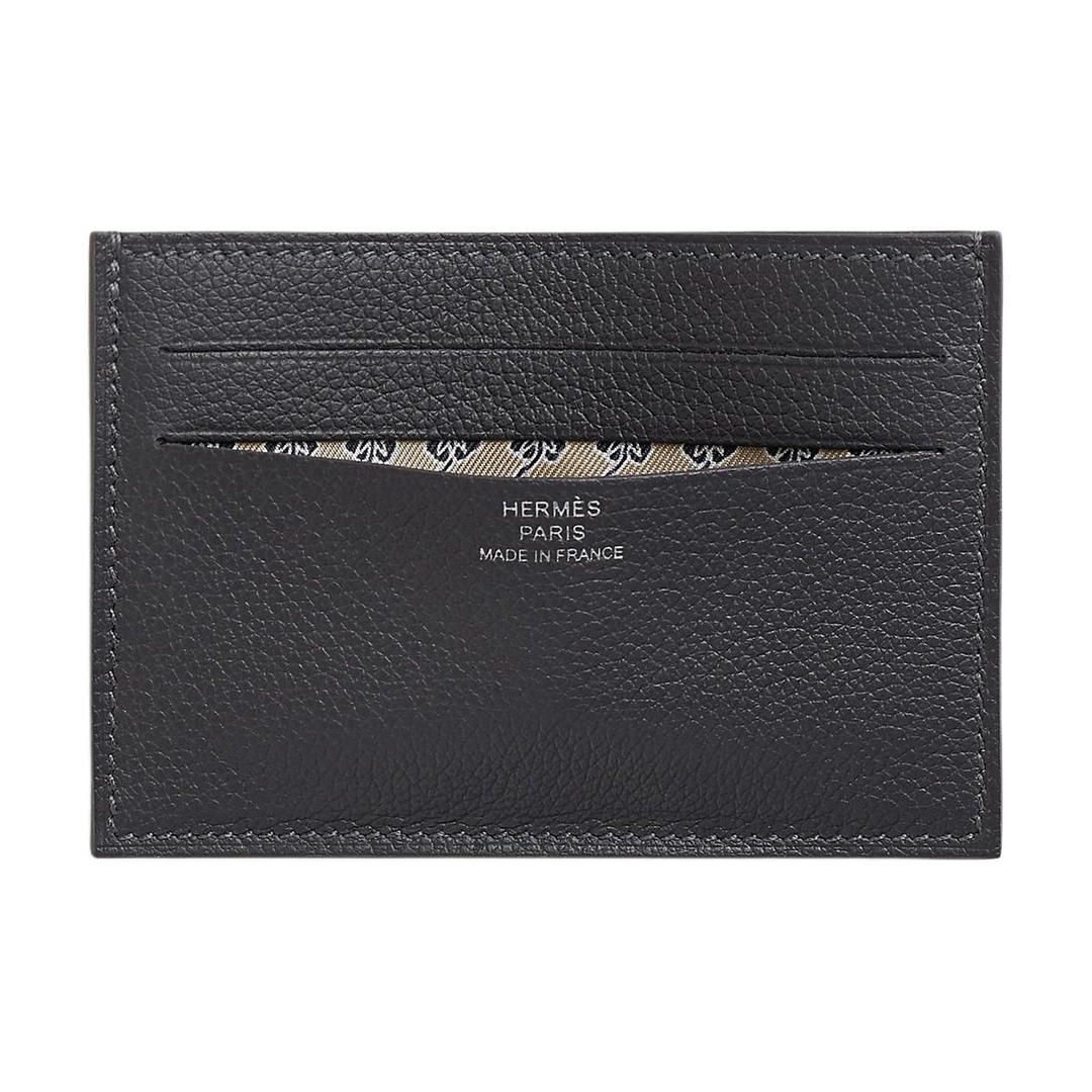 Hermes Hermes Citizen Twill Evercolor Calfskin Card Holder Men's Slate & Light Camel & Black