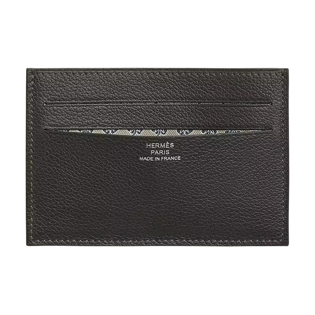 Hermes Hermes Citizen Twill Evercolor Calfskin Card Holder Men's Black