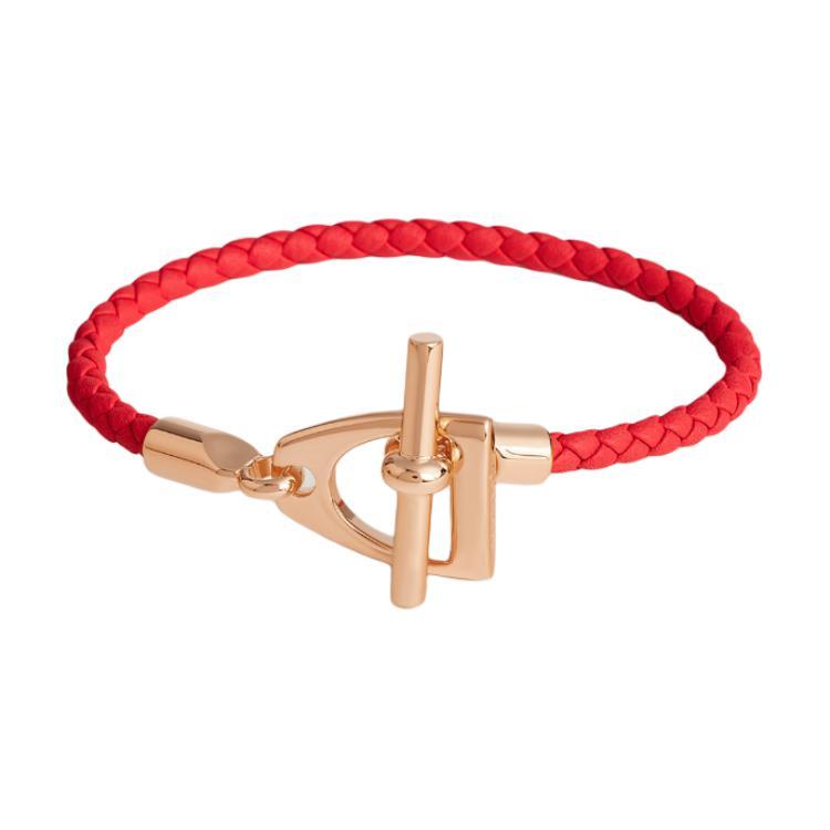 Hermes Hermes Calfskin Bracelets Unisex Heart Red