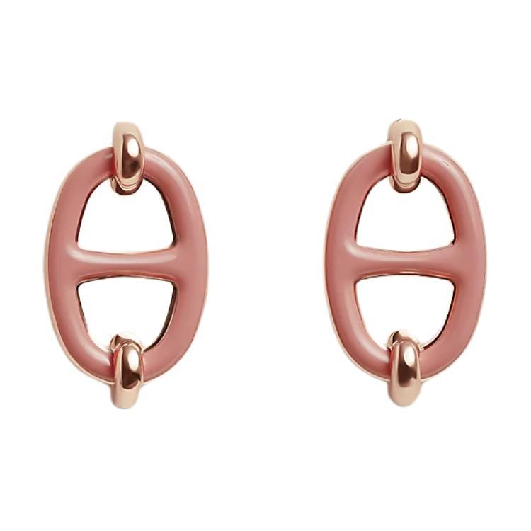 Hermes Hermes Rose Gold Plated Earrings Unisex Pink