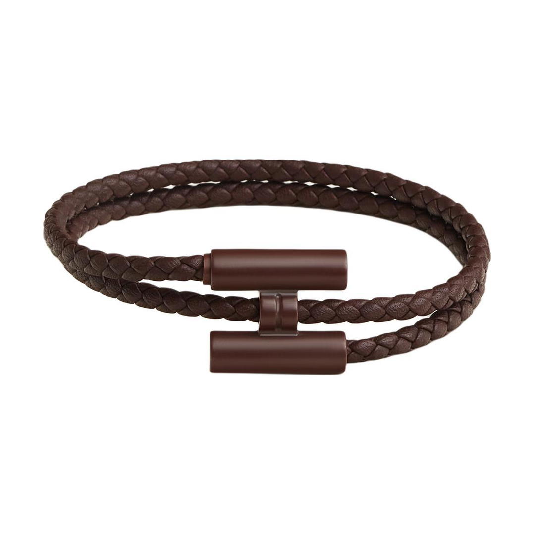 Hermes Hermes Calfskin Leather Bracelets Men's Brown