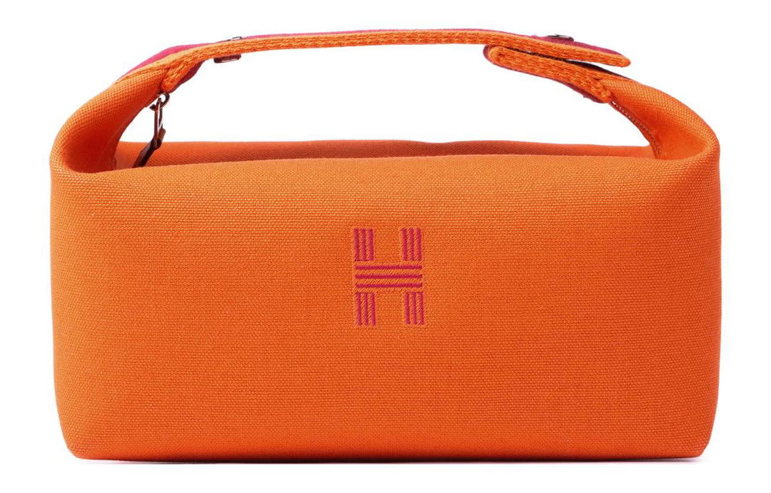 Hermes Hermes Bride a Brac Cotton Travel Bag Storage Bag Handbag Toiletry Bag Small Size Women's Flame Orange