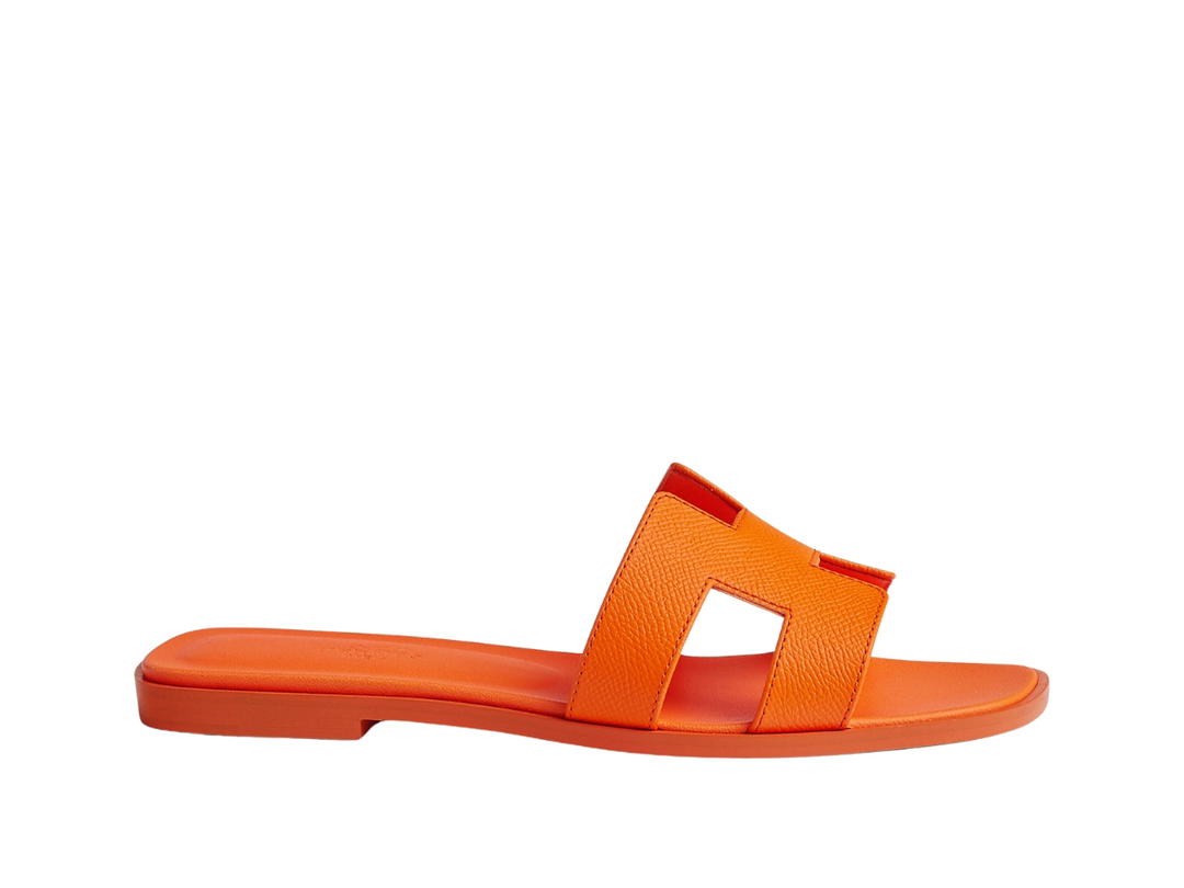 Hermes Hermes Oran Sandal In Epsom Calfskin With Iconic H Cut-Out Orange Sunset