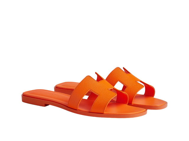 Hermes Hermes Oran Sandal In Epsom Calfskin With Iconic H Cut-Out Orange Sunset - view 2