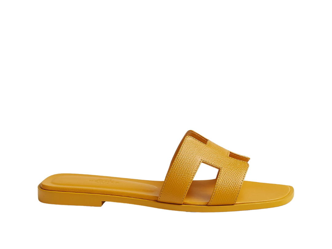 Hermes Hermes Oran Sandal In Epsom Calfskin With Iconic H Cut-Out Jaune Topaze