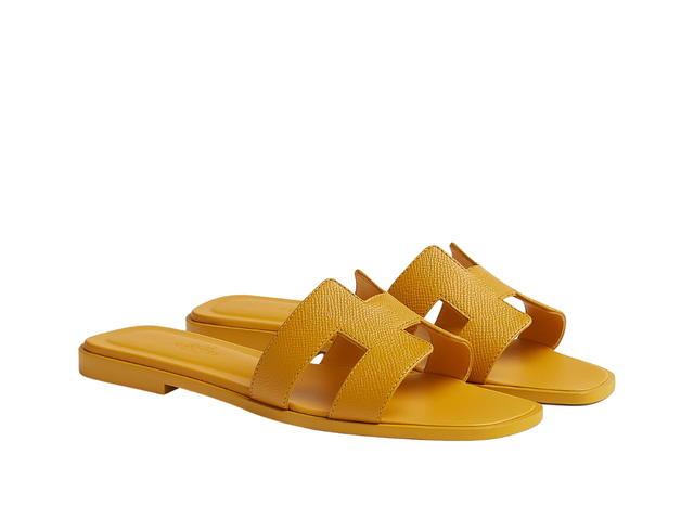 Hermes Hermes Oran Sandal In Epsom Calfskin With Iconic H Cut-Out Jaune Topaze - view 2