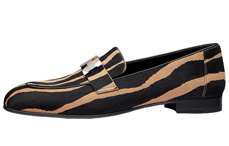 Hermes Hermes Paris Vaux Moire Women's Casual Shoes Women's Black Camel