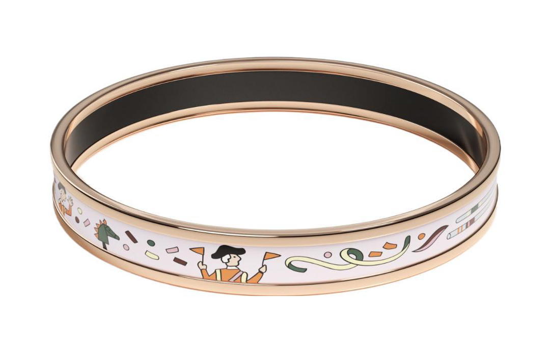 Hermes Hermes Enamel Rose Gold-Plated Bangles Unisex Rose Gold
