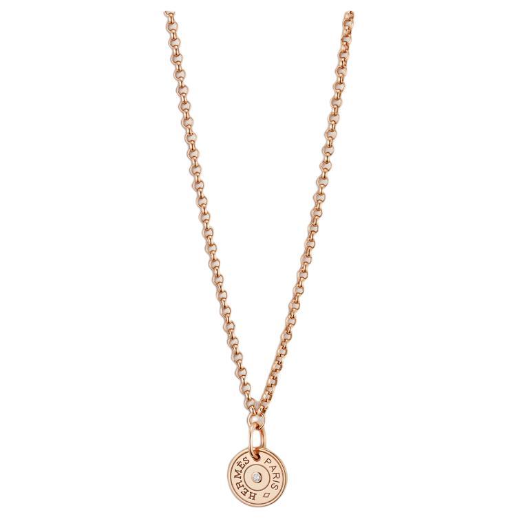 Hermes Hermes Rose Gold With Diamond Necklaces Women's Gold