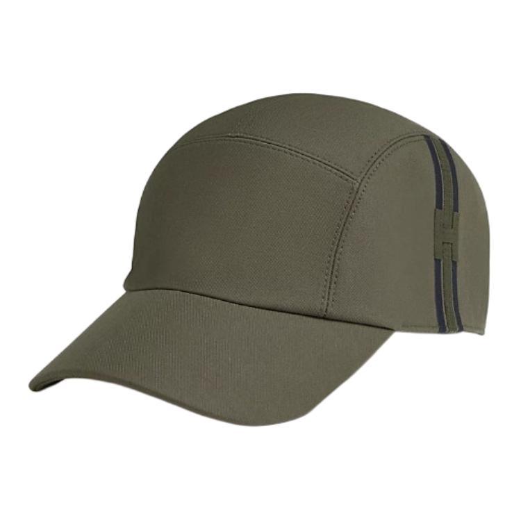 Hermes Hermes Cotton Silk Palladium-Plated Baseball Caps Men's Green