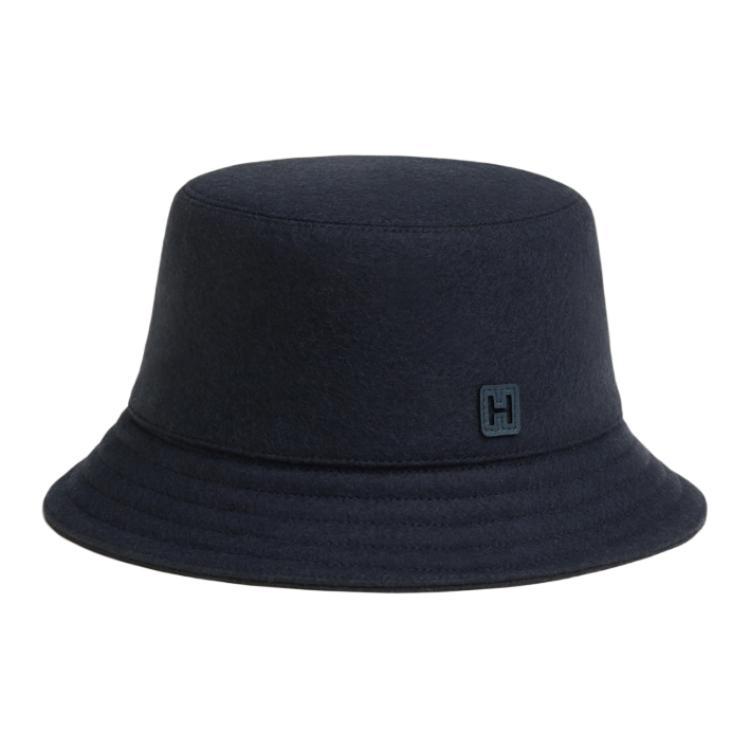 Hermes Hermes Cotton Wool Knitted Fabric Bucket Hats Men's Black