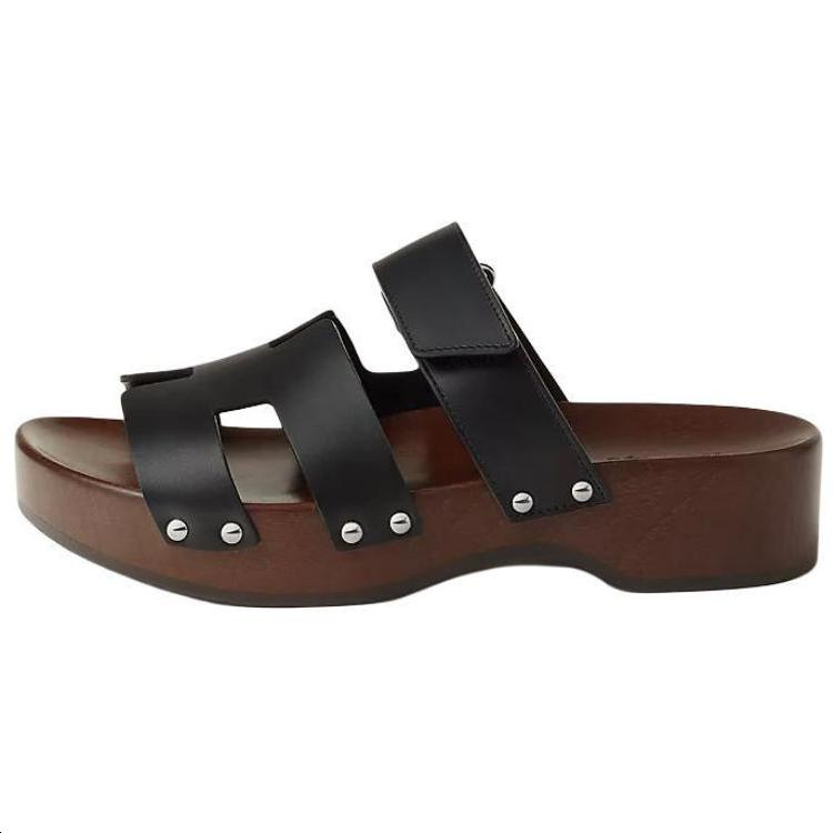 Hermes Hermes Slide Slippers 4cm Women's Black