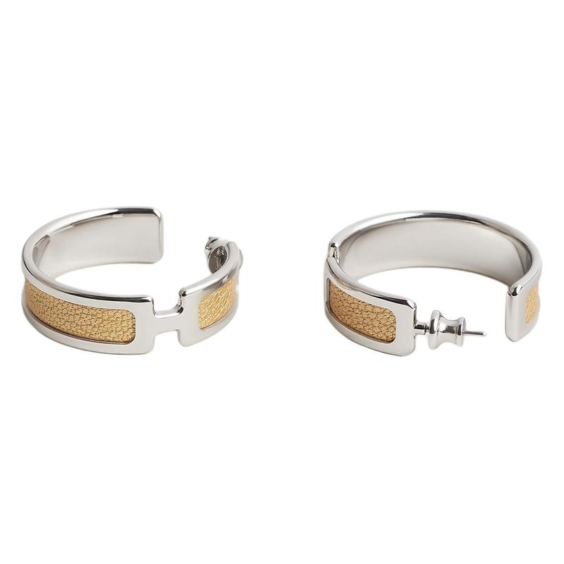 Hermes Hermes Goatskin Earrings Women's Silver