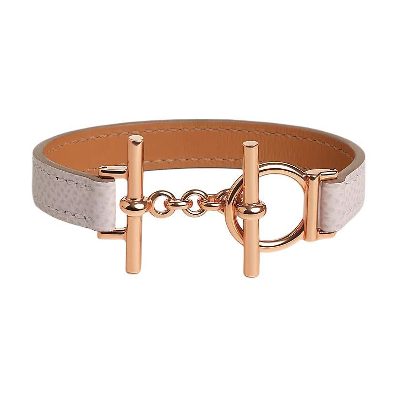 Hermes Hermes Calfskin Metal Rose Gold-Plated Bangles Women's Light Purple