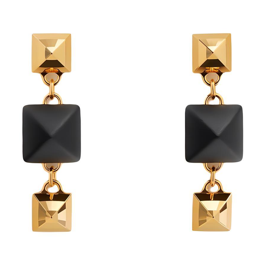 Hermes Hermes Calfskin, Metal Earrings Unisex Gold