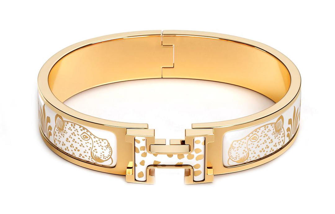 Hermes Hermes Gold-Plated Bangles Women's White/Gold