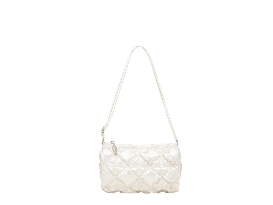 Carlyn Carlyn Kira In Nylon With Silver Hardware Pearl White