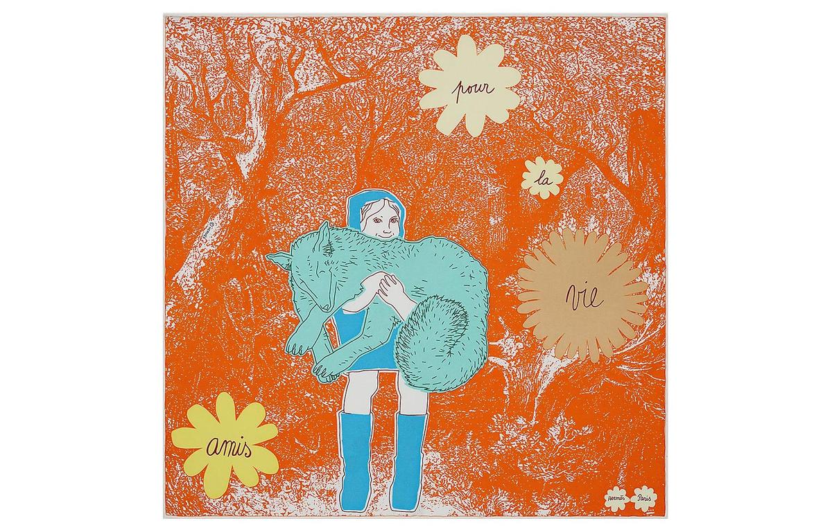 Hermes Hermes Silk Scarves Women's Orange/Blue/Green