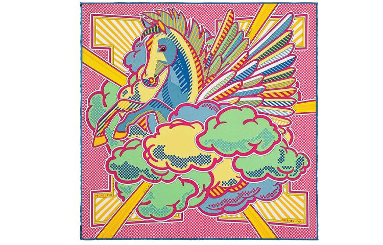 Hermes Hermes Silk Scarves Women's Bright Pink/Green/Yellow