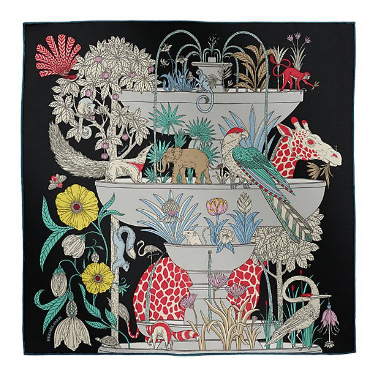 Hermes Hermes Silk Silk Scarves Women's Black