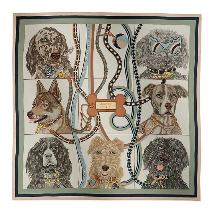 Hermes Hermes Mulberry Silk Silk Scarves Women's Clay Green