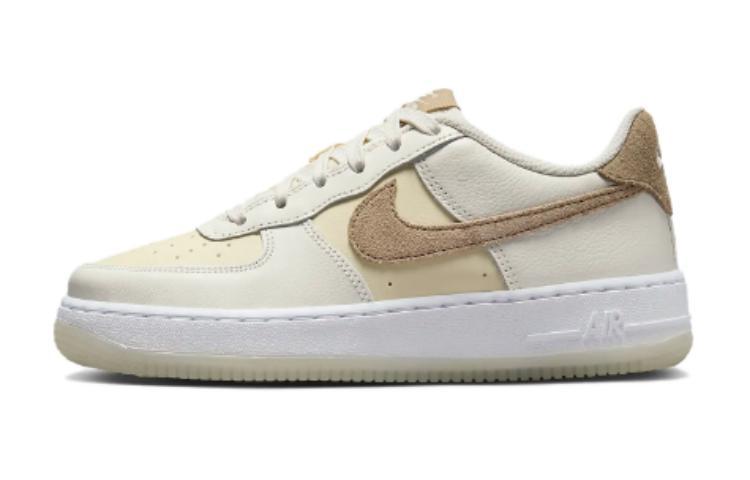 Nike Nike Air Force 1 Anti Slip Wear Resistant Low Top Skateboard Shoes Beige Kids'