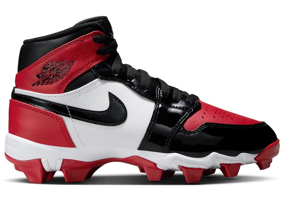 Jordan Jordan 1 Mid Cleat Patent Bred Toe (GS)