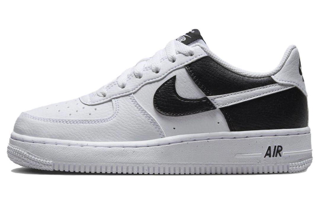 Nike Nike Air Force 1 NEXT NATURE Anti Slip Wear Resistant Low Top Skateboard Shoes White Black Kids'