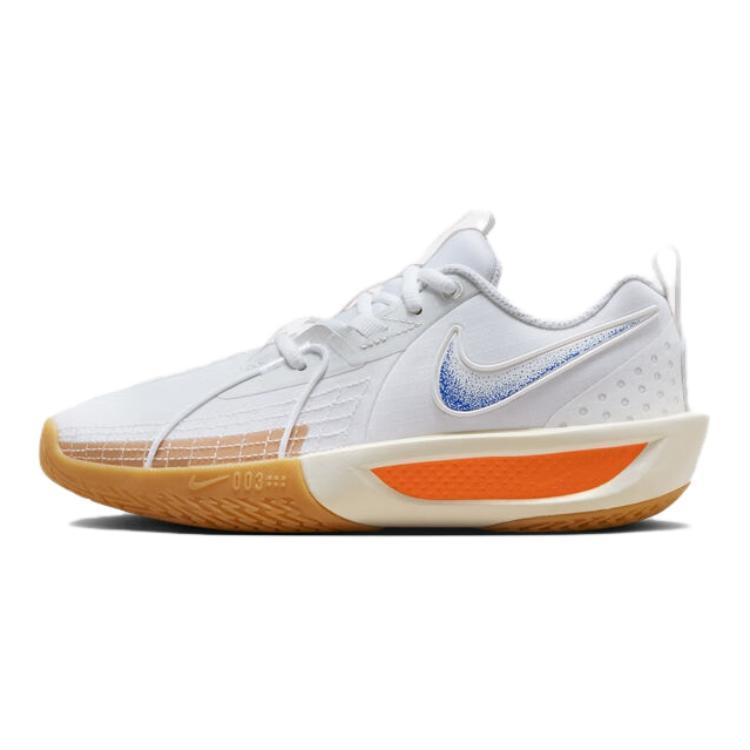 Nike Nike Air Zoom G.T. Cut 3 Cushioning Wear Resistant Low Top Children's Basketball Shoes White Blue Yellow Teenagers