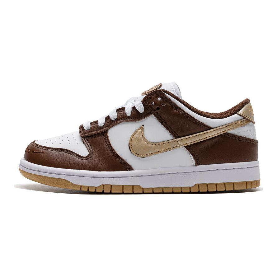 Nike Nike Dunk Anti Slip Wear Resistant Low Top Kids' Skateboarding Shoes Umber Yellow White Teenagers