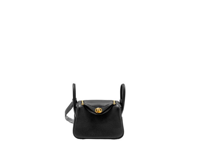 Hermes Hermes Mini Lindy In Black Clemence Leather With Gold Hardware - view 1