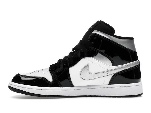 Jordan Jordan 1 Mid SE Patent Black White Metallic Silver Metallic Gold - view 3