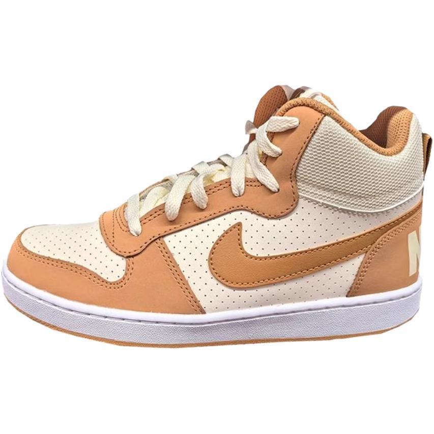 Nike Nike Court Borough Anti-Slip Wear-Resistant Mid-Top Kids' Skateboarding Shoes Light Brown Teenagers