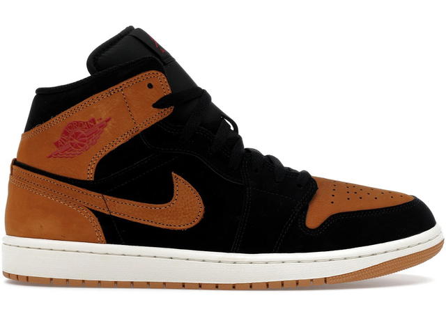 Jordan Jordan Air 1 Mid Black Varsity Red Sail Flax - view 1