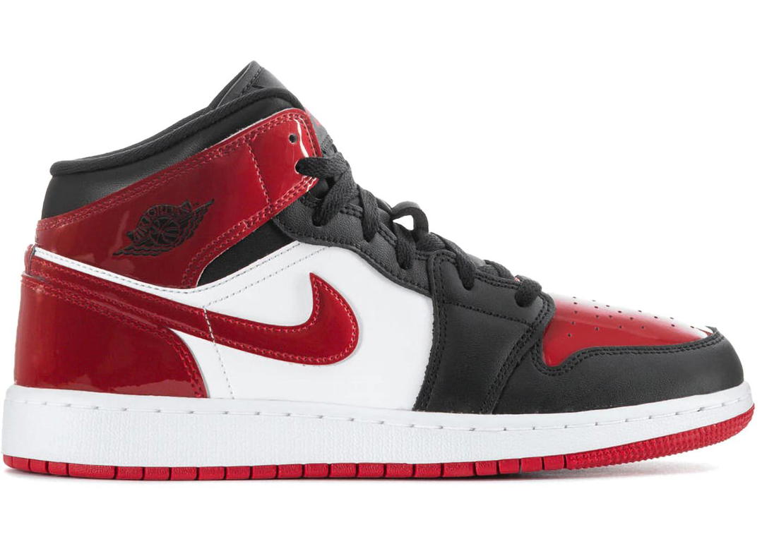 Jordan Jordan 1 Mid Patent Bred Toe (GS)