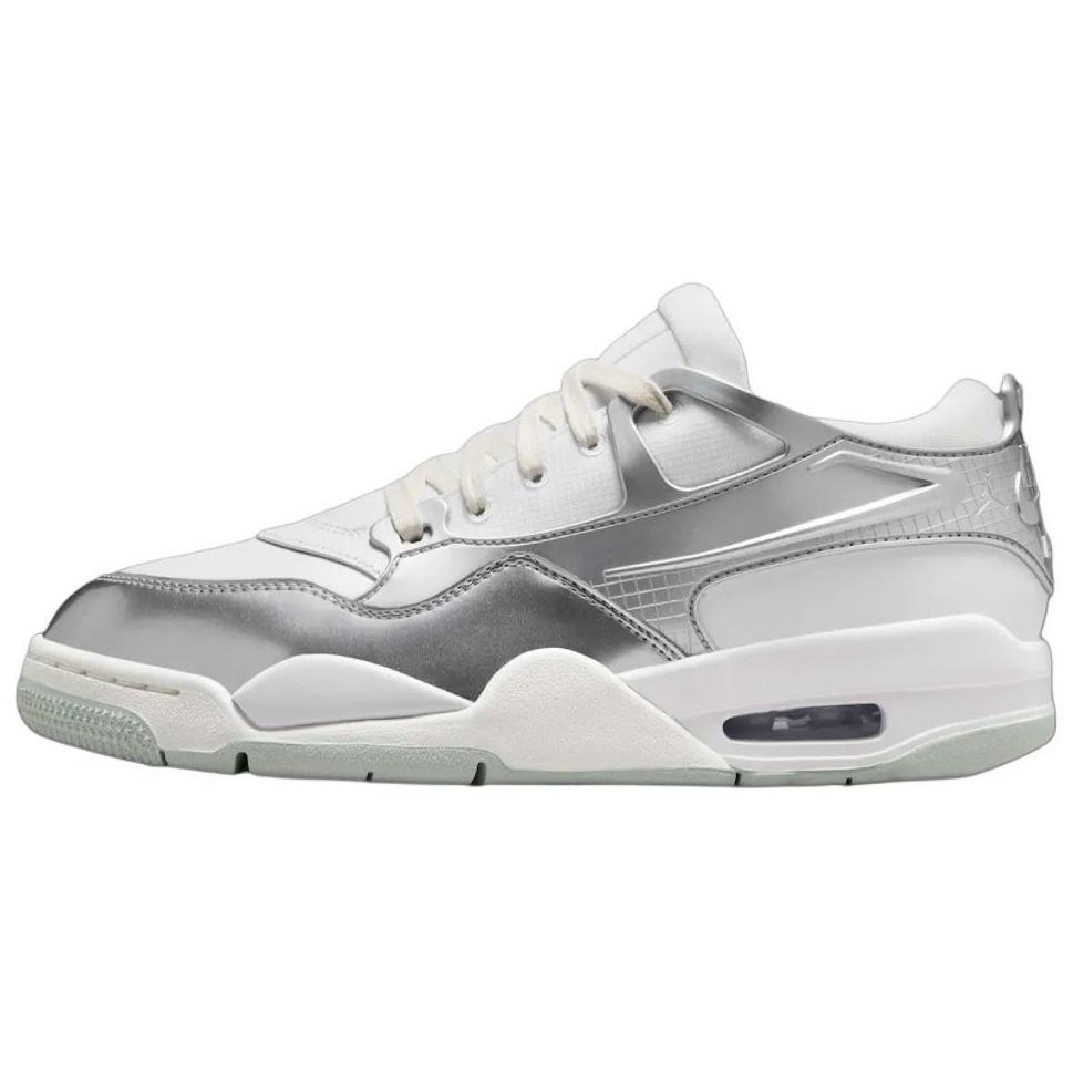Jordan Jordan Air Jordan 4 Anti Slip Wear Resistant Low Top Vintage Basketball Shoes Women's Silver White