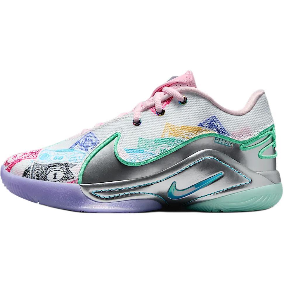 Nike Nike LeBron 22 Anti Slip Wear Resistant Low Top Children's Basketball Shoes White Pink Blue Green Teenagers