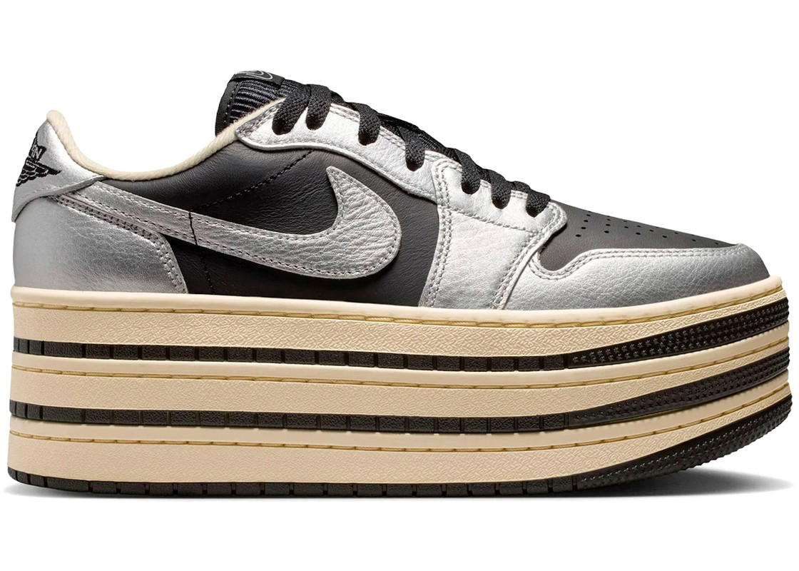 Jordan Jordan 1 Low Triple Stack Metallic Silver Black (Women's)