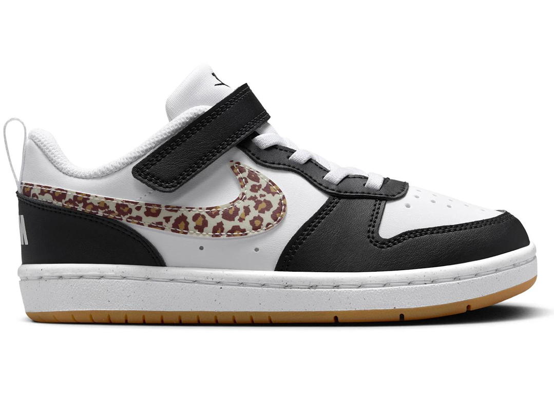 Nike Nike Court Borough Low Black White Leopard Swoosh (PS)