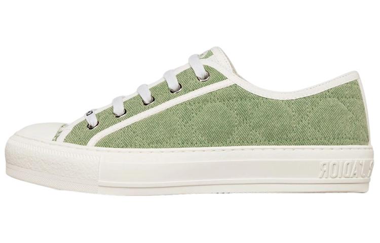 Dior Dior Walk'N'Dior Low Top Green Faded Cannage Embroidered Denim Women's