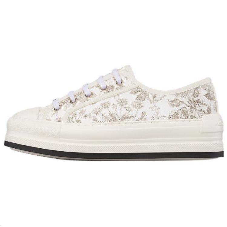 Dior Dior Walk'n'Dior Platform Shoes Low Top Skateboard Shoes Women's White Gold
