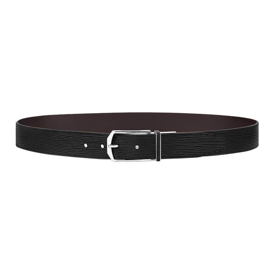 Louis Vuitton Louis Vuitton Calfskin Leather Belts Men's Black 3.5CM