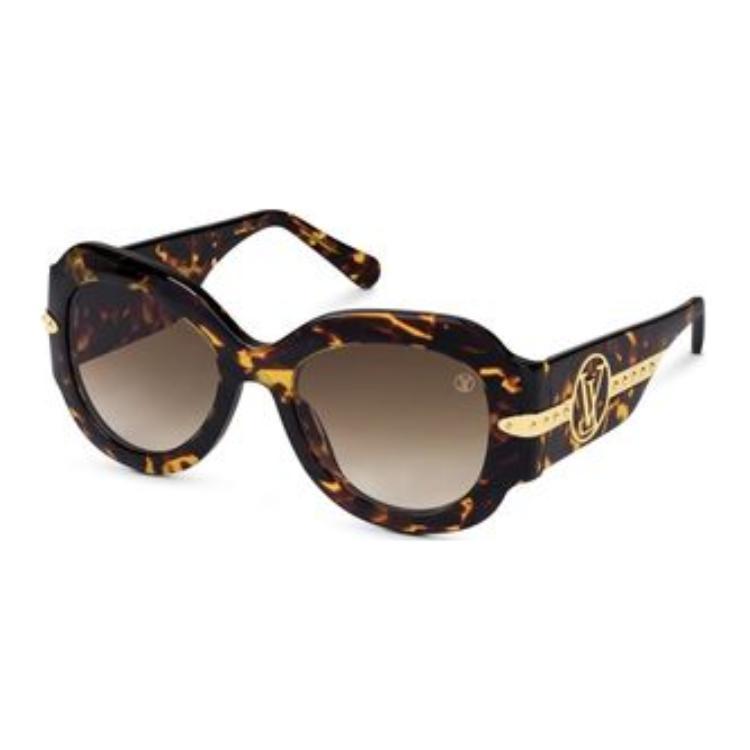 Louis Vuitton Louis Vuitton Acetate Metal Butterfly Sunglasses Women's Chestnut
