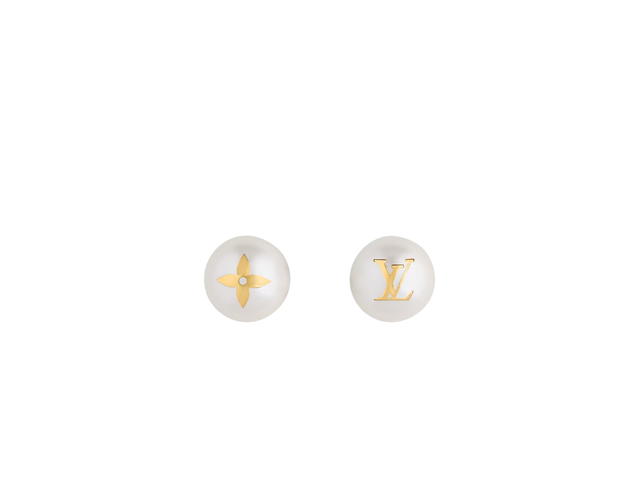 Louis Vuitton Louis Vuitton My Mix Pearl Earrings In White Resin Pearls With Metal With Gold-Color Finish Hardware Gold - view 1