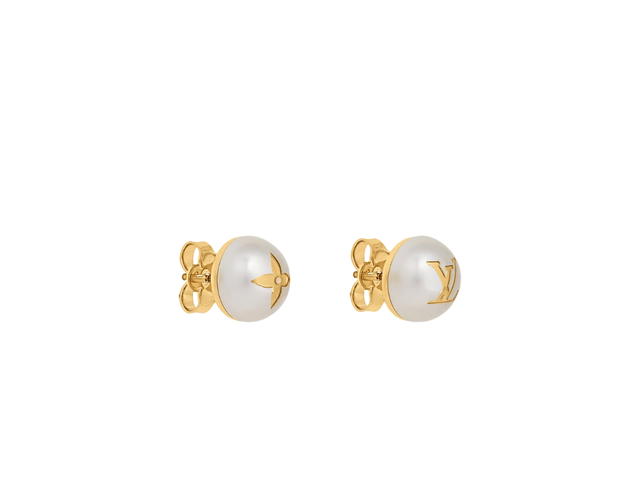 Louis Vuitton Louis Vuitton My Mix Pearl Earrings In White Resin Pearls With Metal With Gold-Color Finish Hardware Gold - view 2