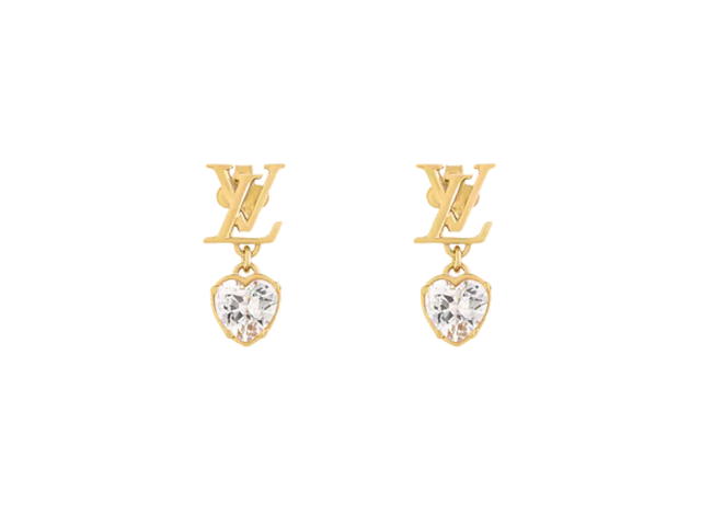 Louis Vuitton Louis Vuitton LV Iconic Heart Earrings In Gold-toned metal and zircons With LV Initials and heart charms - view 1