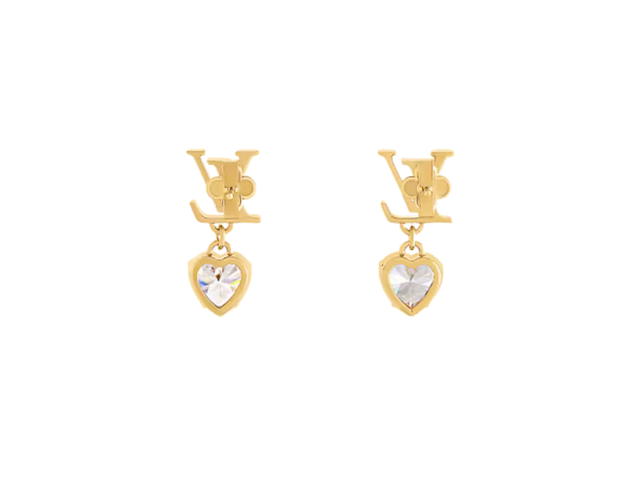 Louis Vuitton Louis Vuitton LV Iconic Heart Earrings In Gold-toned metal and zircons With LV Initials and heart charms - view 2