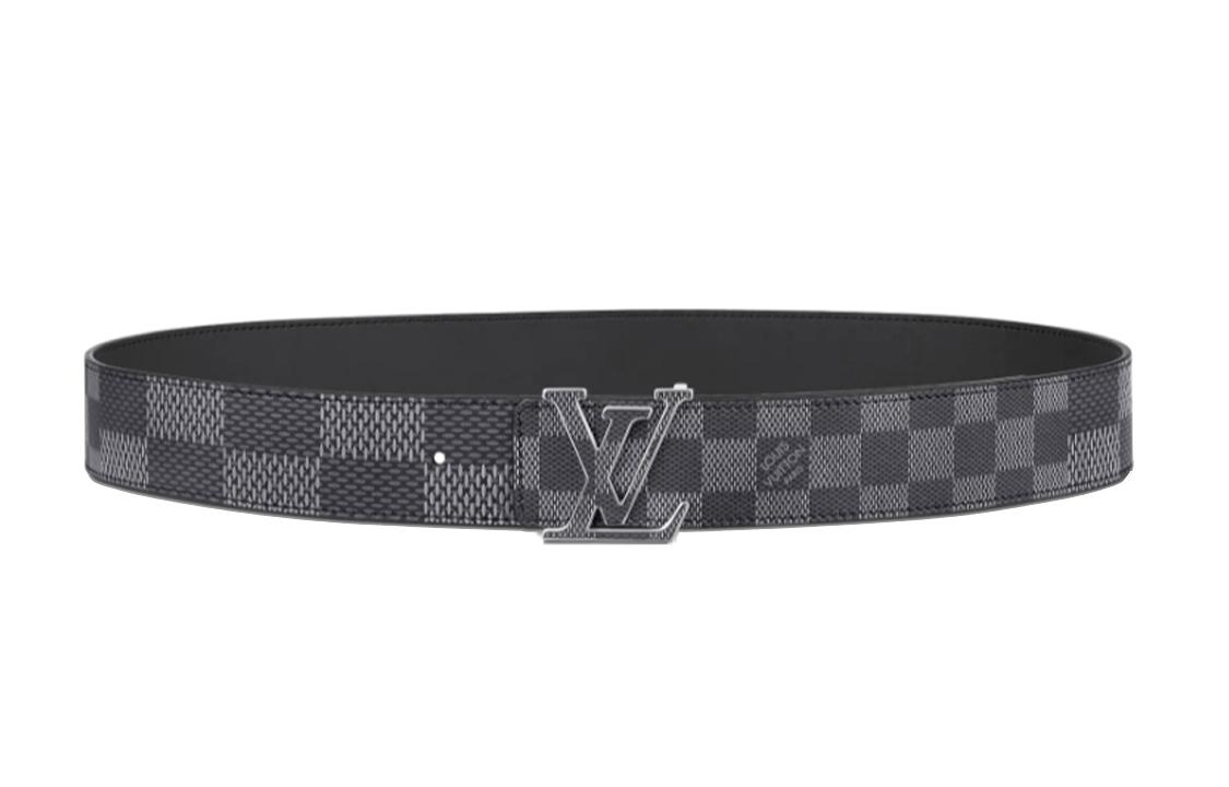Louis Vuitton Louis Vuitton Cow Leather Belts Men's Dark Gray Width 4cm