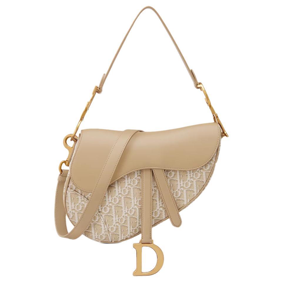 Dior Dior Saddle Cotton Saddle Bags Shoulder Bags Women's Beige